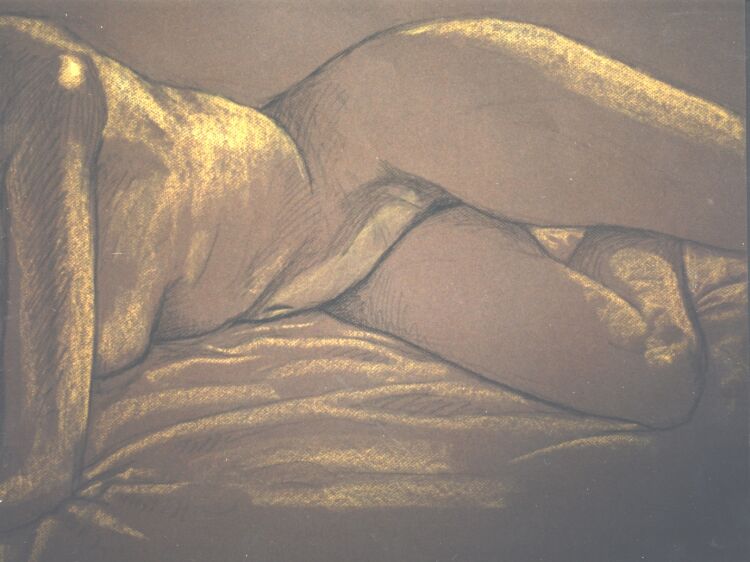 Drawing, Conte crayons on pastel paper. Nude-5. 65 x 50 cm (26 x 20 in)